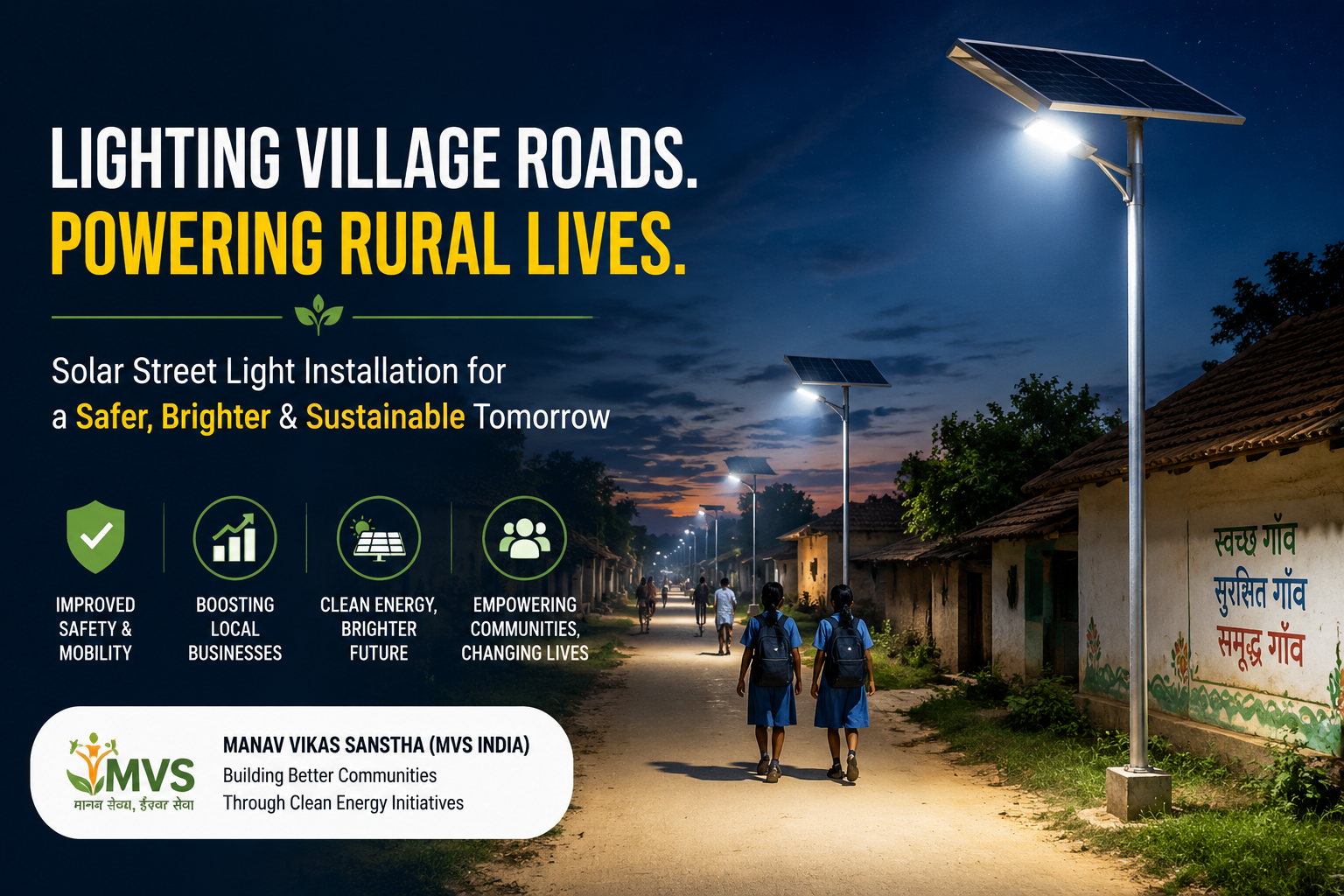 Solar Street Light Installation in Villages